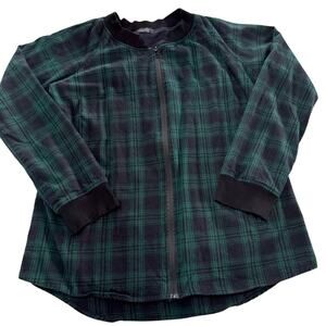 Vivette Jacket Womens X Large Green Black Tartan Plaid Full Zip